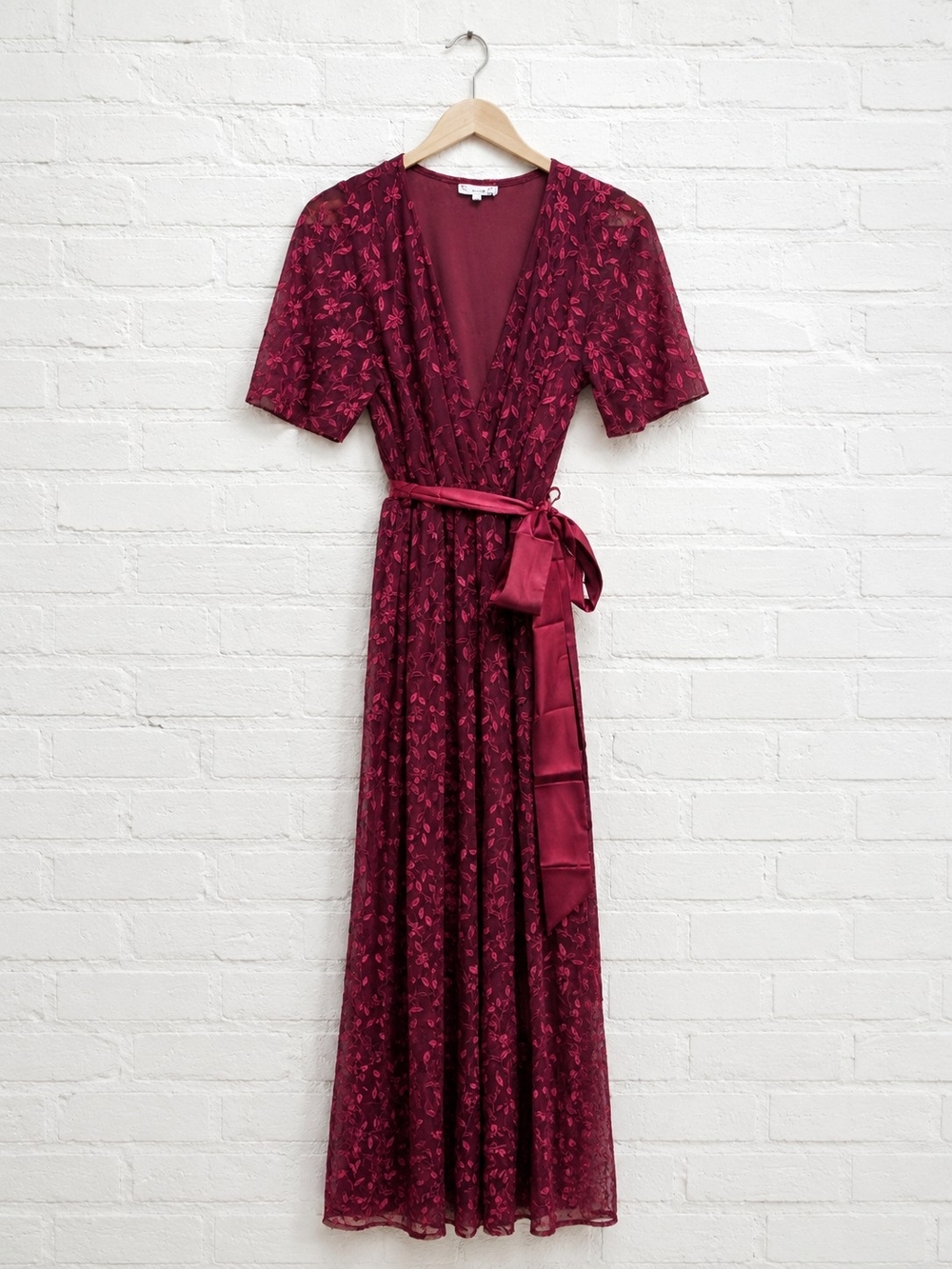 Baltic Born Burgundy Floral Wrap Maxi Dress - Picture 2 of 5